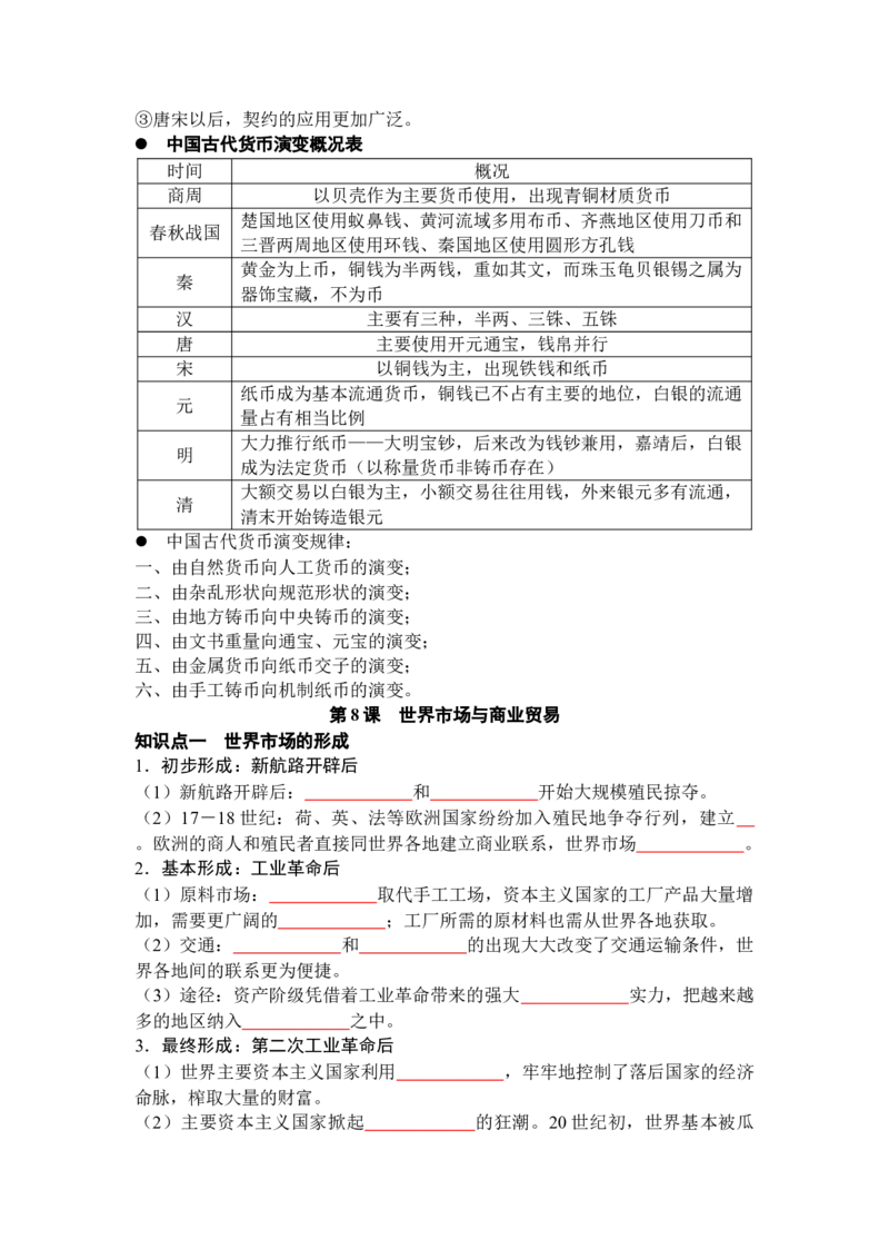 历史选择性必修2经济与社会生活（学生版）35页_07高考历史_2025年新高考资料_专项复习_统编版高中历史知识点总结（教师版+学生版）