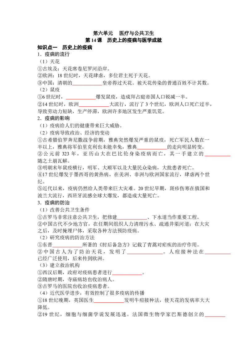 历史选择性必修2经济与社会生活（学生版）35页_07高考历史_2025年新高考资料_专项复习_统编版高中历史知识点总结（教师版+学生版）