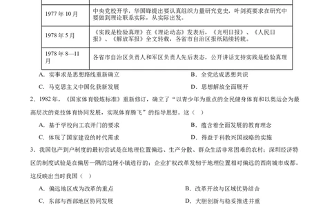 单元突破卷10改革开放和社会主义现代化建设新时期（原卷版）_07高考历史_2025年新高考资料_一轮复习_2025年高考历史一轮复习考点通关卷（新高考通用）