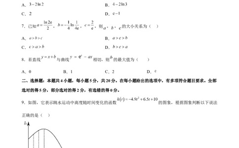 单元提升卷04导数（考试版）_02高考数学_新高考复习资料_2024年新高考资料_一轮复习资料_完2024年高考数学一轮复习考点通关卷（新高考）_单元提升卷