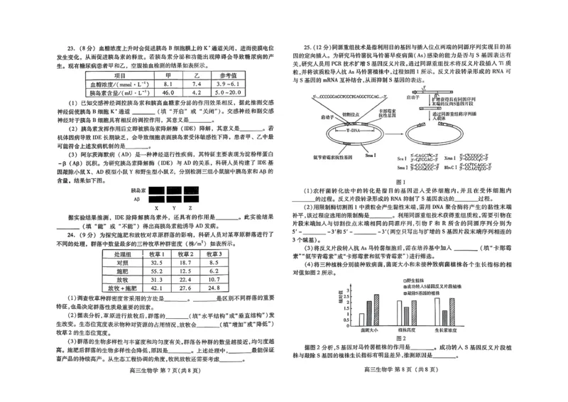生物试题_全国高考模拟卷_2026年2月_260210（潍坊一模）潍坊市2026年2月高考模拟考试（全科）