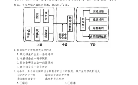 长郡中学2026届高三月考试卷（六）地理+答案_全国高考模拟卷_2026年2月_260212湖南省长沙市长郡中学2026届高三年级月考（六）（全科）