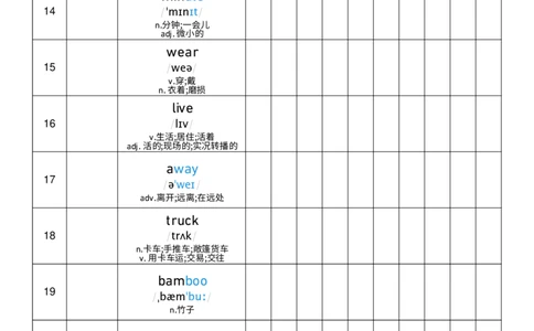 Unit5艾宾浩斯记忆表_小学教辅2026新版+暑假衔接_《小学英语单词默写表》_外研版（三起）_3-6年级上册_2025秋四年级上册新教材单词默写_Unit5