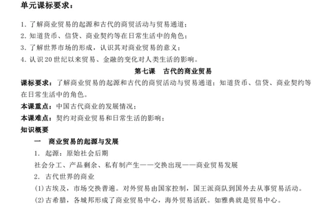 新教材第三单元商业贸易与日常生活-高中历史选择性必修2&middot;经济与社会生活知识纲要_07高考历史_新高考复习资料_2022年新高考复习资料_2022新版教材知识点