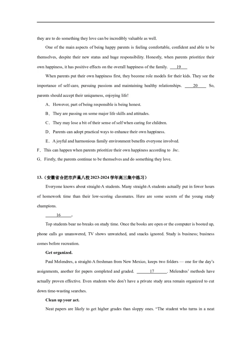 易错点18七选五（4大陷阱）-备战2024年高考英语考试易错题（原卷版）_03高考英语_新高考复习资料_2024年新高考资料_专项复习资料_❤备战2024年高考英语考试易错题（新高考专用）