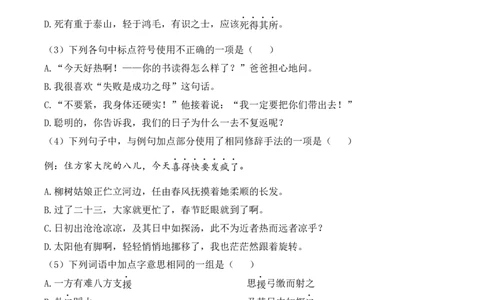 小升初模拟冲刺试卷（二）-2024-2025学年小升初模拟演练冲刺试卷A4版学生版_北京小升初全套文件_语文_2024年语文-秋季七年级入学分班考试模拟卷（全国通用）08（A3+A4-原卷+解析）