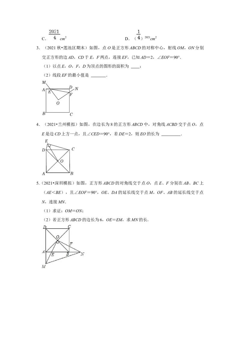（挑战压轴）专题1.7正方形模型-对角互补模型-2022-2023学年九年级数学上册《同步考点解读&bull;专题训练》（北师大版）_北师大初中数学_9上-北师大版初中数学_06专项讲练