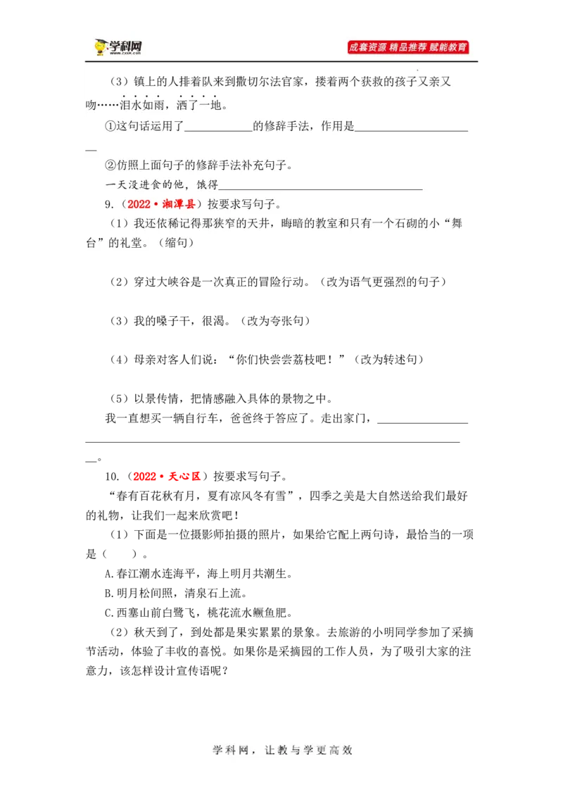 专题11句子综合训练（二）-2023年小升初语文真题汇编（全国版）_北京小升初全套文件_语文_2023届小升初语文真题汇编（全国版）(55)份