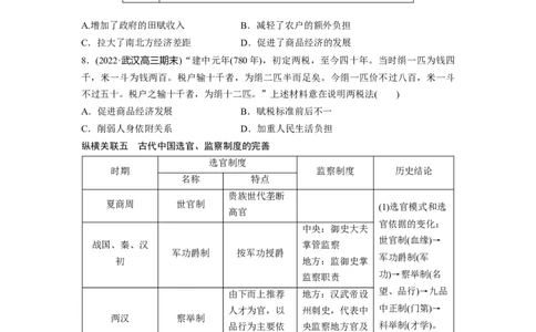板块1综合提升(一)　中国古代史_07高考历史_2024年新高考资料_1.2024一轮复习_2024年高考历史一轮复习讲义（部编版）_学生版在此文件夹_学生用书Word版文档_大一轮复习讲义