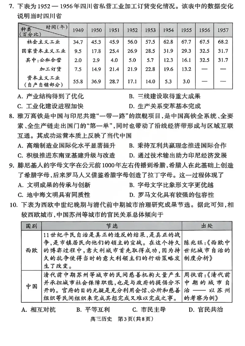 历史试题_吕梁一模吕梁25-26学年高三上学期期末调研测试及答案_全国高考模拟卷_2026年2月_260208山西省吕梁25-26学年高三上学期期末调研（吕梁一模）（全科）