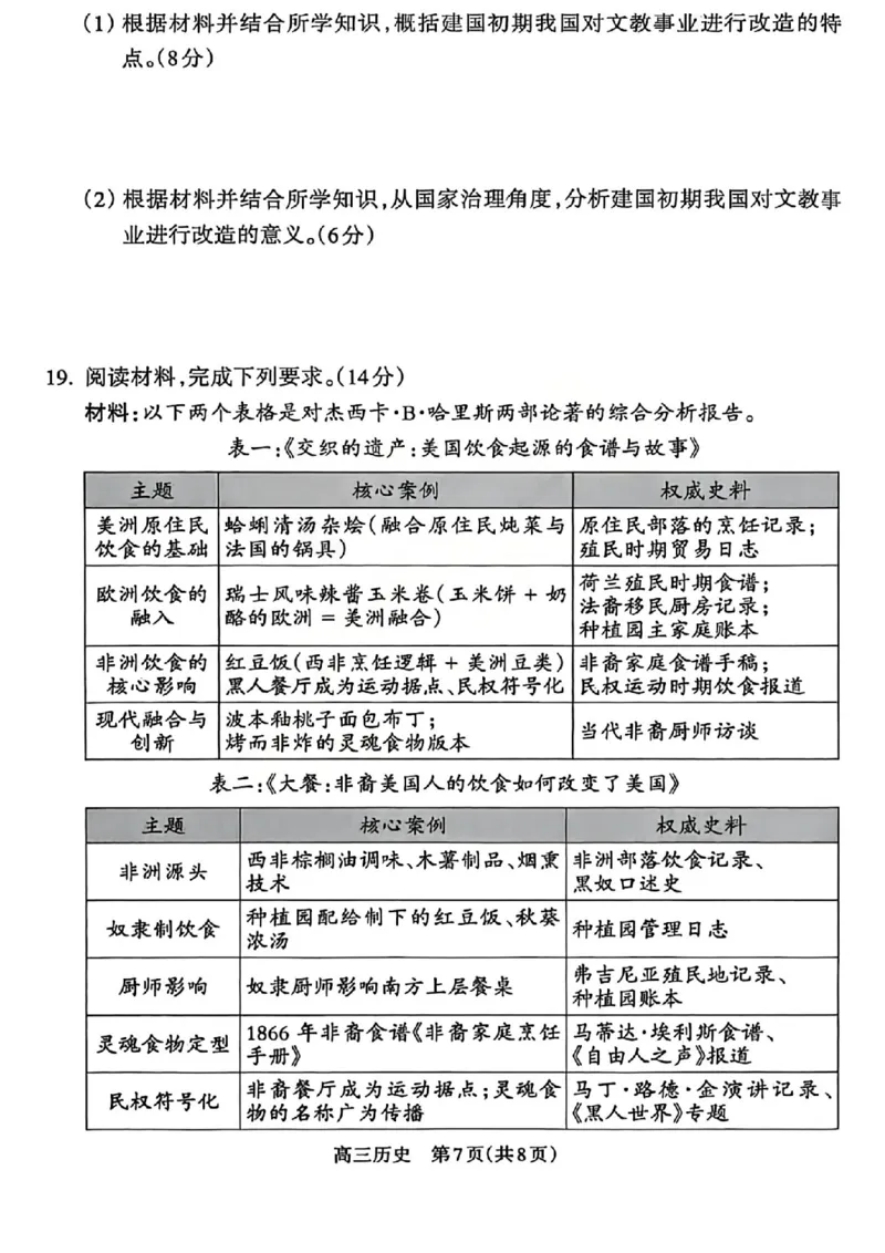 历史试题_吕梁一模吕梁25-26学年高三上学期期末调研测试及答案_全国高考模拟卷_2026年2月_260208山西省吕梁25-26学年高三上学期期末调研（吕梁一模）（全科）