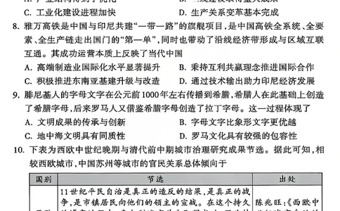 历史试题_吕梁一模吕梁25-26学年高三上学期期末调研测试及答案_全国高考模拟卷_2026年2月_260208山西省吕梁25-26学年高三上学期期末调研（吕梁一模）（全科）