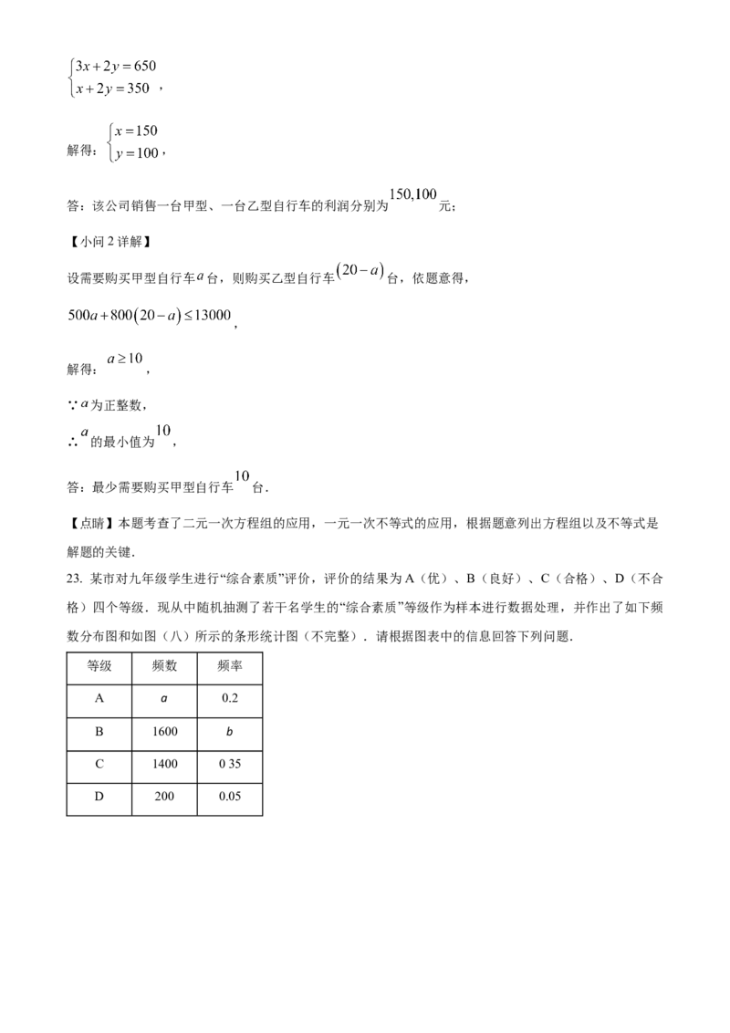 精品解析：2023年湖南省邵阳市中考数学真题（解析版）_new_北师大初中数学_9下-北师大版初中数学_05习题试卷_6中考真题_2023各地中考真题