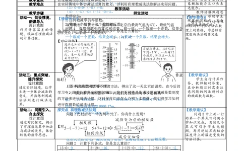 素养目标2.2.3有理数的减法教案（表格式）2024-2025学年北师大数学七年级上册_北师大初中数学_7上-北师大版初中数学_7上-初中数学北师大（2024新版）持续更新_04教案