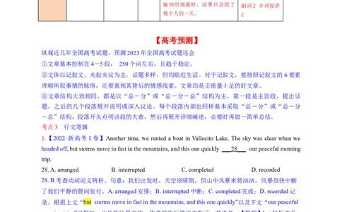 完形填空解密03行文逻辑（讲义）-高频考点解密2023年高考英语二轮复习讲义+分层训练（新高考专用）（教师版）_03高考英语_新高考复习资料_2023年新高考资料_二轮复习