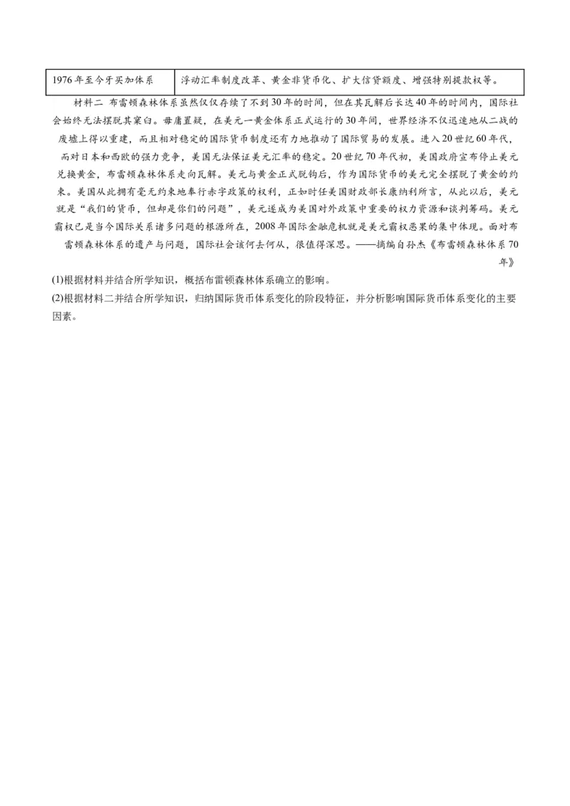 周年热点14布雷顿森林会议召开80周年（原卷版）_07高考历史_2024年新高考资料_2.2024二轮复习_2024年高考历史二轮复习周年热点追踪分析与预测