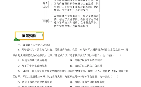 押江苏卷第7题1912-1927：辛亥革命至国共第一次合作（原卷版）_07高考历史_2024年新高考资料_52024三轮冲刺_备战2024年高考历史临考题号押题（江苏专用）323111722