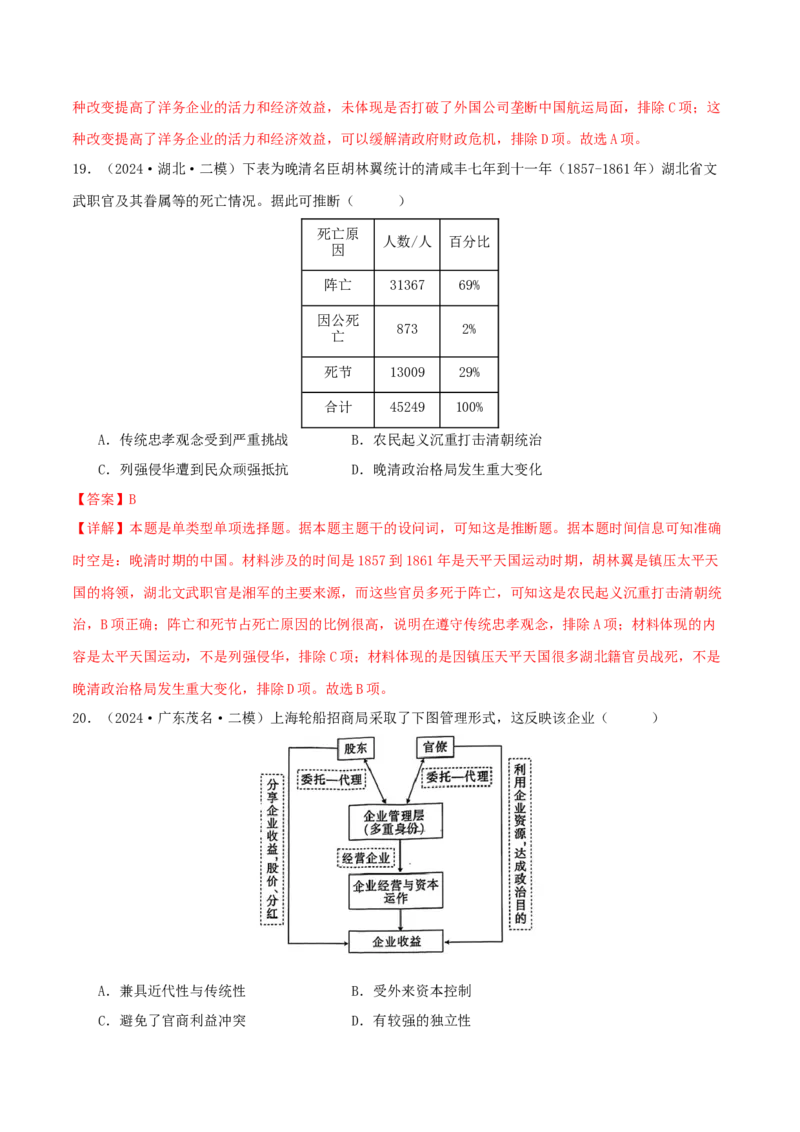 押新高考第6题晚清：中华文明的变革与转型（解析版）_07高考历史_2024年新高考资料_52024三轮冲刺_备战2024年高考历史临考题号押题（新高考通用）322946313