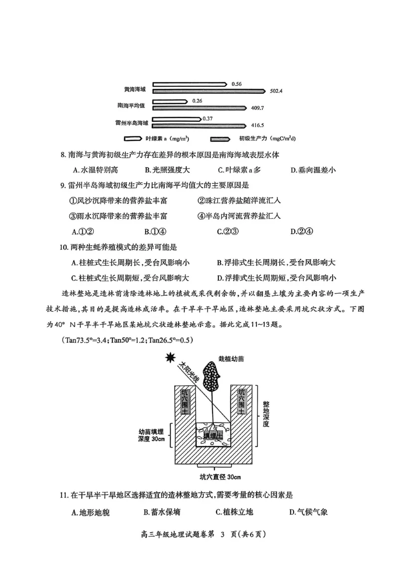 地理试题_全国高考模拟卷_2026年2月_260202安徽省芜湖市2026届高三上学期教学质量监控（一模）（全科）_安徽省芜湖市2025-2026年高三一模地理