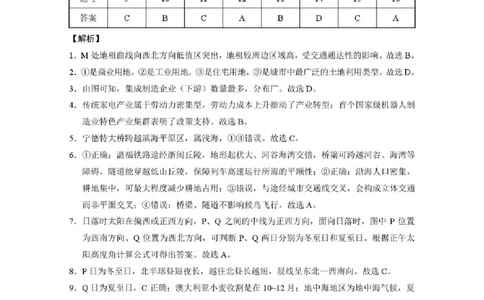 云南省昭通市2026届高中毕业生模拟考试地理答案_全国高考模拟卷_2026年2月_260206云南省昭通市2026届高中毕业生模拟考试（全科）