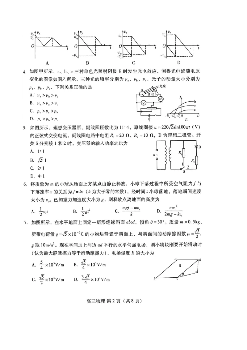 物理试题_全国高考模拟卷_2026年2月_260210（潍坊一模）潍坊市2026年2月高考模拟考试（全科）