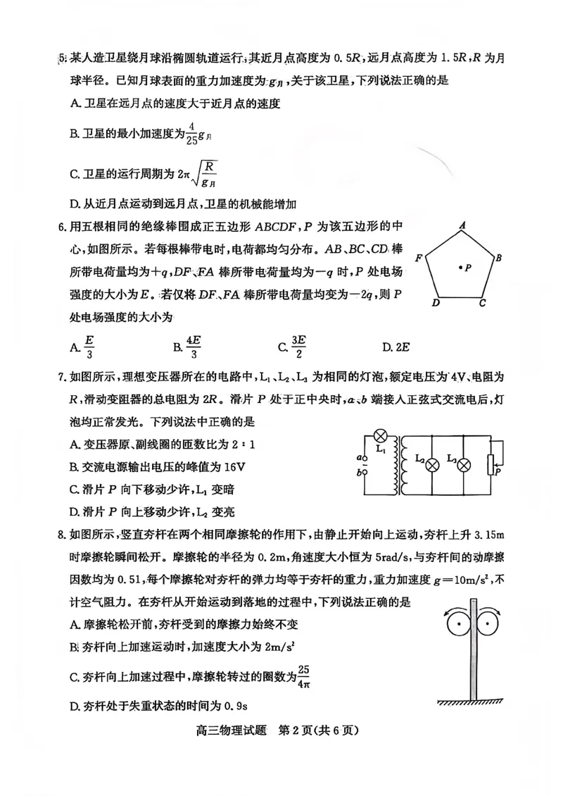 枣庄市2026届高三第一学期质量检测物理+答案_全国高考模拟卷_2026年2月_260202山东省枣庄市2026届高三第一学期质量检测（枣庄一调）（全科）