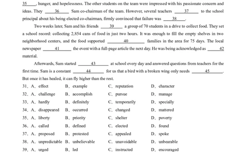 完形填空必练01（原题版）_03高考英语_2025年新高考资料_二轮复习_2025年高考英语二轮热点题型归纳与变式演练（新高考通用）340016860_第五部分题型必刷