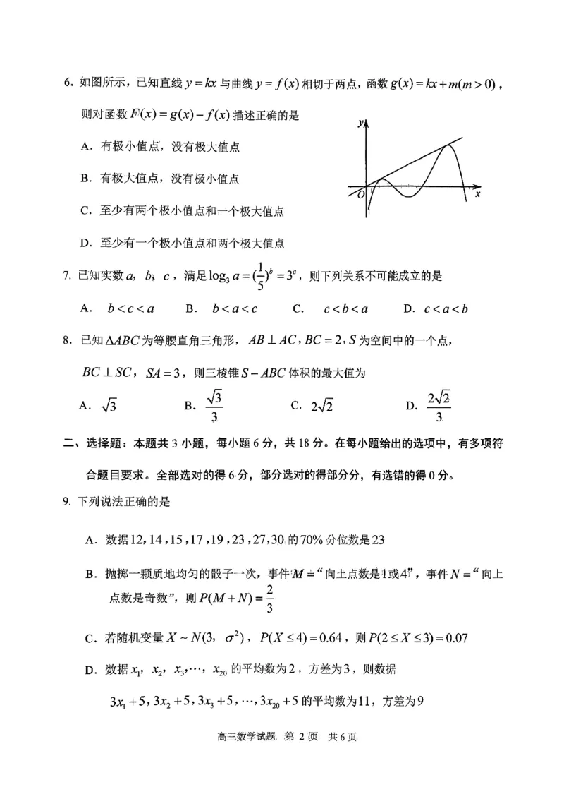 数学试题卷_全国高考模拟卷_2026年2月_260206山东省日照市2023级(2026届)高三年级上学期期末考试（全科）