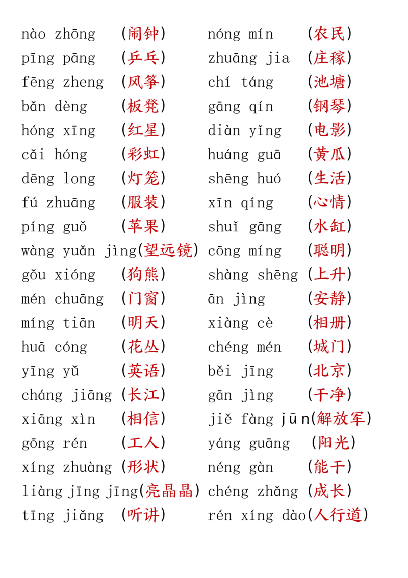 一年级语文拼音练习完整版_小学1-6年级常用的上册资源汇总_一年级上册资料