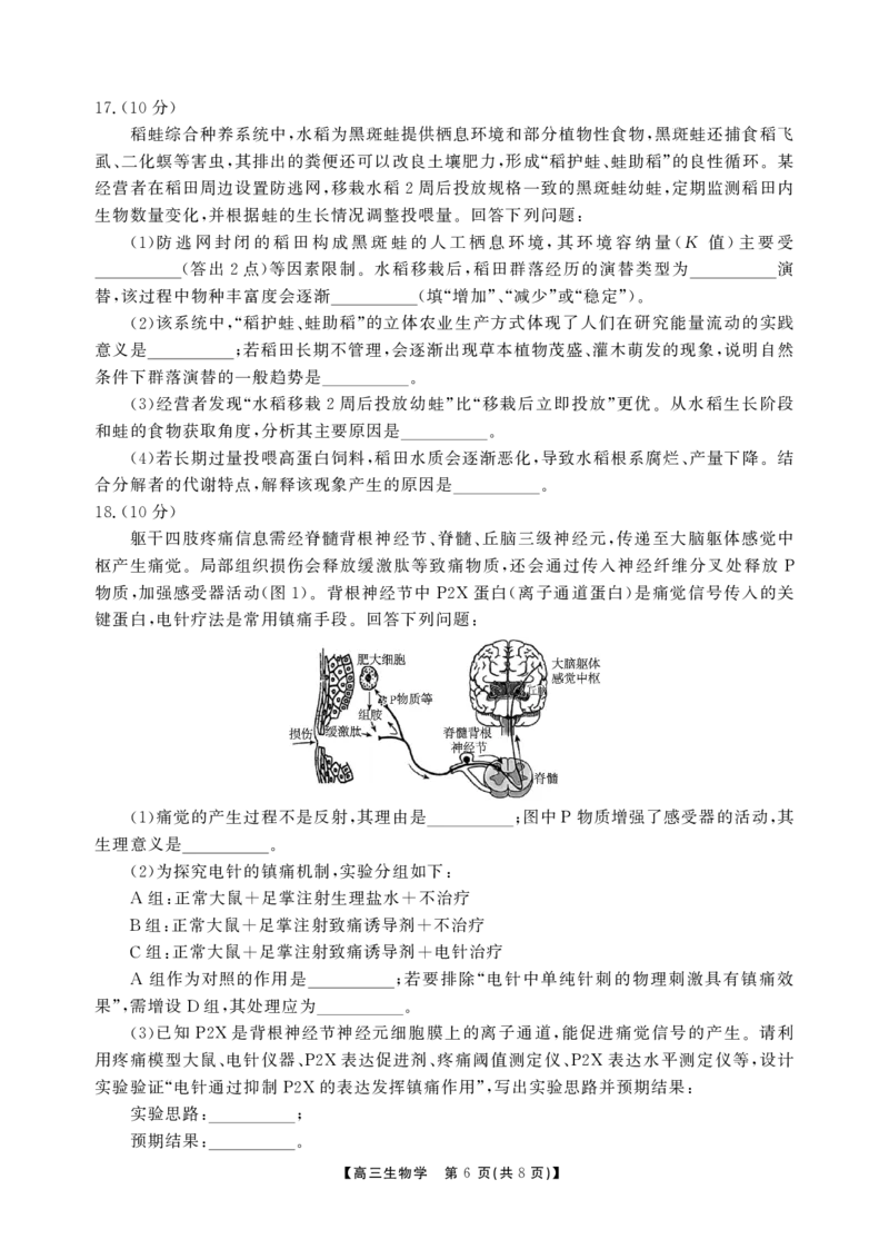 安徽省鼎尖联考2025-2026学年高三上学期期末过程性学科素质评价生物_全国高考模拟卷_2026年2月_260209安徽省鼎尖联考2025-2026学年高三上学期期末过程性学科素质评价（全科）