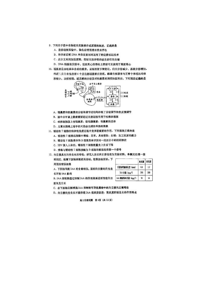 生物试题_全国高考模拟卷_2026年2月_260205山东省青岛市2026届高三第一学期期末学业水平检测（全科）_山东省青岛市2026届高三第一学期期末学业水平检测生物