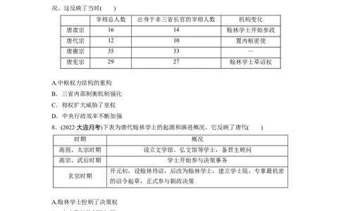 板块1第2单元训练6　三国两晋南北朝至隋唐的政治创新_07高考历史_2024年新高考资料_1.2024一轮复习_2024年高考历史一轮复习讲义（部编版）_学生版在此文件夹_学生用书Word版文档