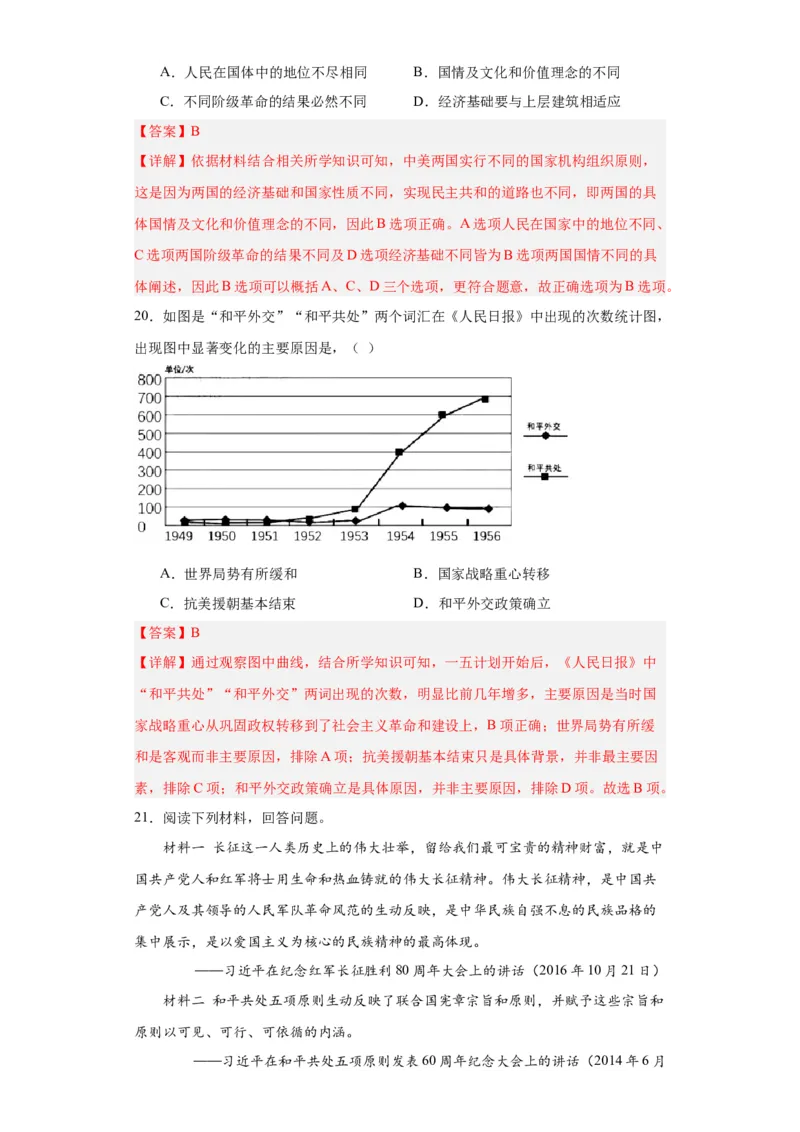 新中国的成立和向社会主义过渡专项练习--2024届高三历史统编版二轮复习解析版_07高考历史_2024年新高考资料_2.2024二轮复习_2024届高三历史统编版二轮复习专项训练