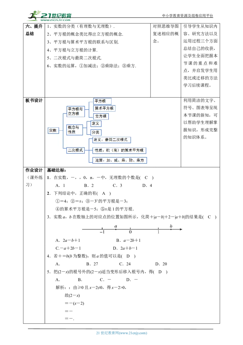 精7北师大版（2024）八年级数学上册第二章《实数》回顾与思考教学设计_北师大初中数学_8上-北师大版初中数学_初中数学北师大8上-2025秋季新版_第二套推荐25