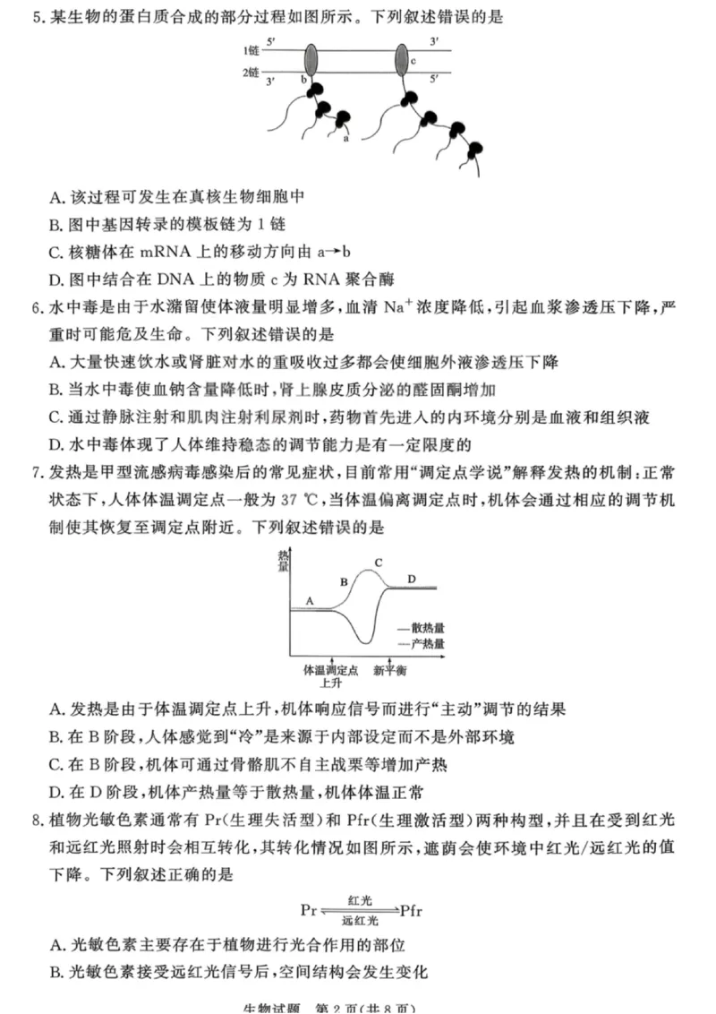 生物试卷-青桐鸣高三联考202602_全国高考模拟卷_2026年2月_260206青桐鸣&middot;普通高中2025-2026学年(上)高三年级期末考试（全科）_生物-青桐鸣&middot;普通高中2025-2026学年(上)高三年级期末考试