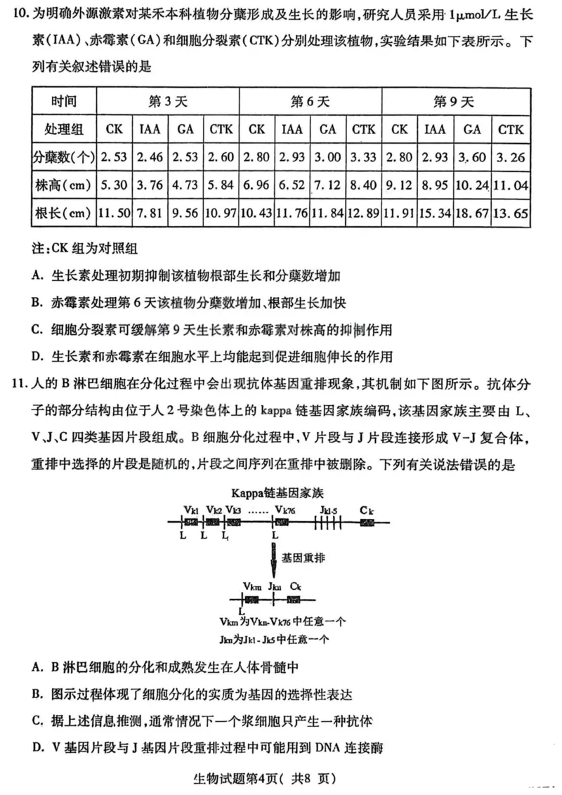 生物试题卷_全国高考模拟卷_2026年2月_260210山西省临汾市高三年级2025-2026学年度第一学期期末考试（全科）