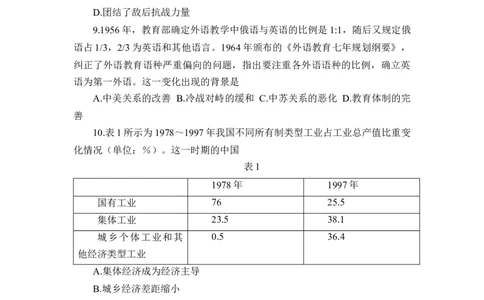 历史试题_07高考历史_历史高考模拟题_新高考_2023年_2023届湖南省六市1月金太阳联考高三上学期统一考试1.11-12（189C）历史