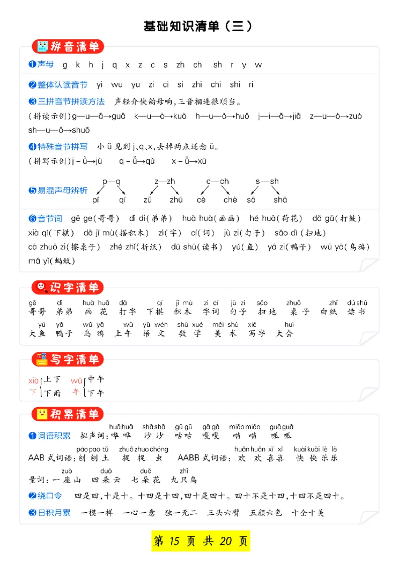 一年级语文上册汉语拼音重点专项练习_小学1-6年级常用的上册资源汇总_一年级上册资料_一年级直播间资料