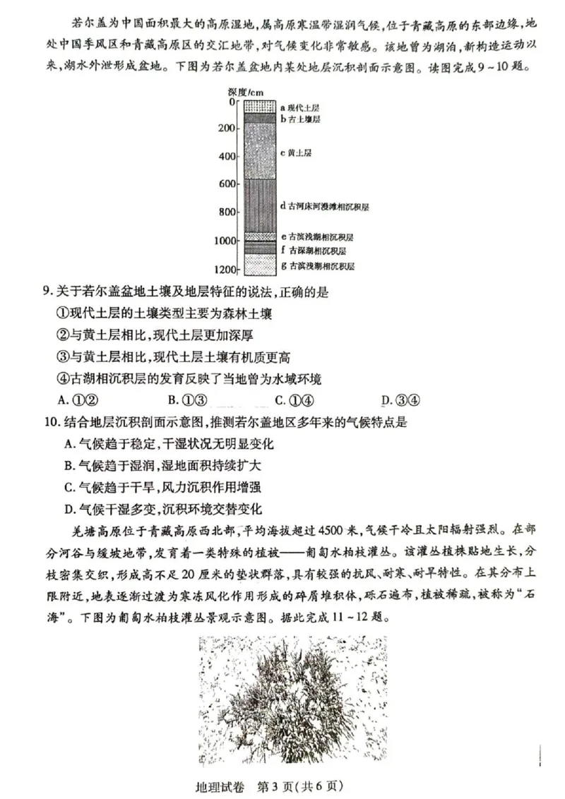2025&mdash;2026学年度第一学期高三年级期末教学质量检测地理_全国高考模拟卷_2026年2月_260211内蒙古包头市2025&mdash;2026学年度第一学期高三年级期末教学质量检测试卷（全科）