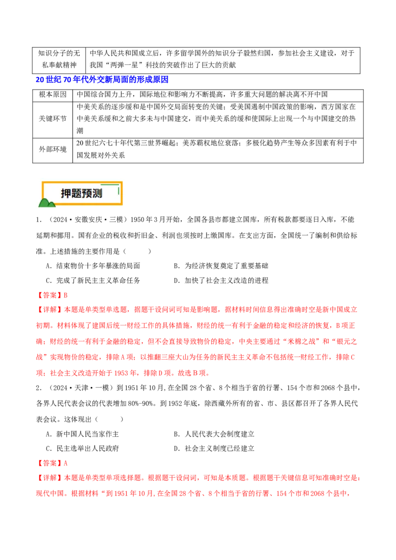 押新高考第9-10题中国现代史：中华文明的再铸与复兴（解析版）_07高考历史_2024年新高考资料_52024三轮冲刺_备战2024年高考历史临考题号押题（新高考通用）322946313
