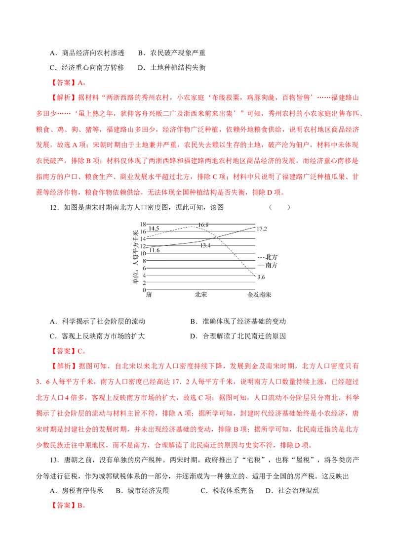 押江苏卷第4题辽宋夏金元时期（解析版）_07高考历史_2024年新高考资料_52024三轮冲刺_备战2024年高考历史临考题号押题（江苏专用）323111722