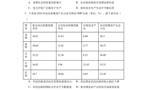 新科技革命与现代社会发展-2023-2024学年高三历史二轮（专题训练）原卷版_07高考历史_2024年新高考资料_2.2024二轮复习_2024届高三历史统编版二轮复习专项训练