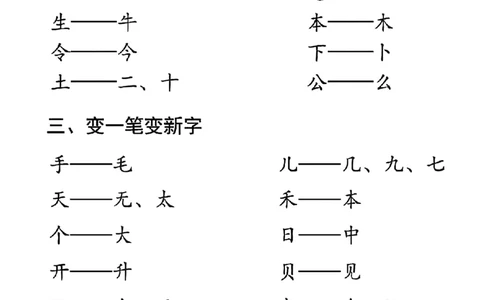 一年级上册语文加一笔变新字专项练习_小学1-6年级常用的上册资源汇总_一年级上册资料