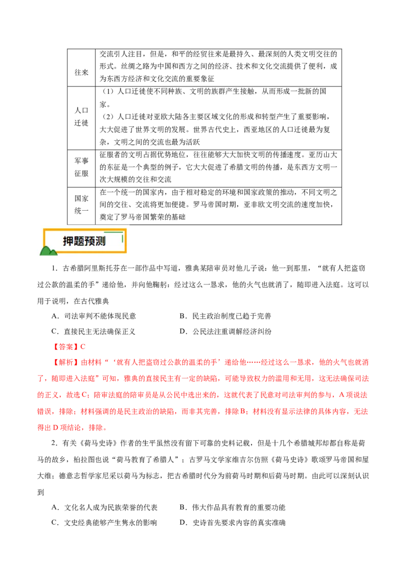 押江苏卷第11题古代文明的产生及发展（解析版）_07高考历史_2024年新高考资料_52024三轮冲刺_备战2024年高考历史临考题号押题（江苏专用）323111722