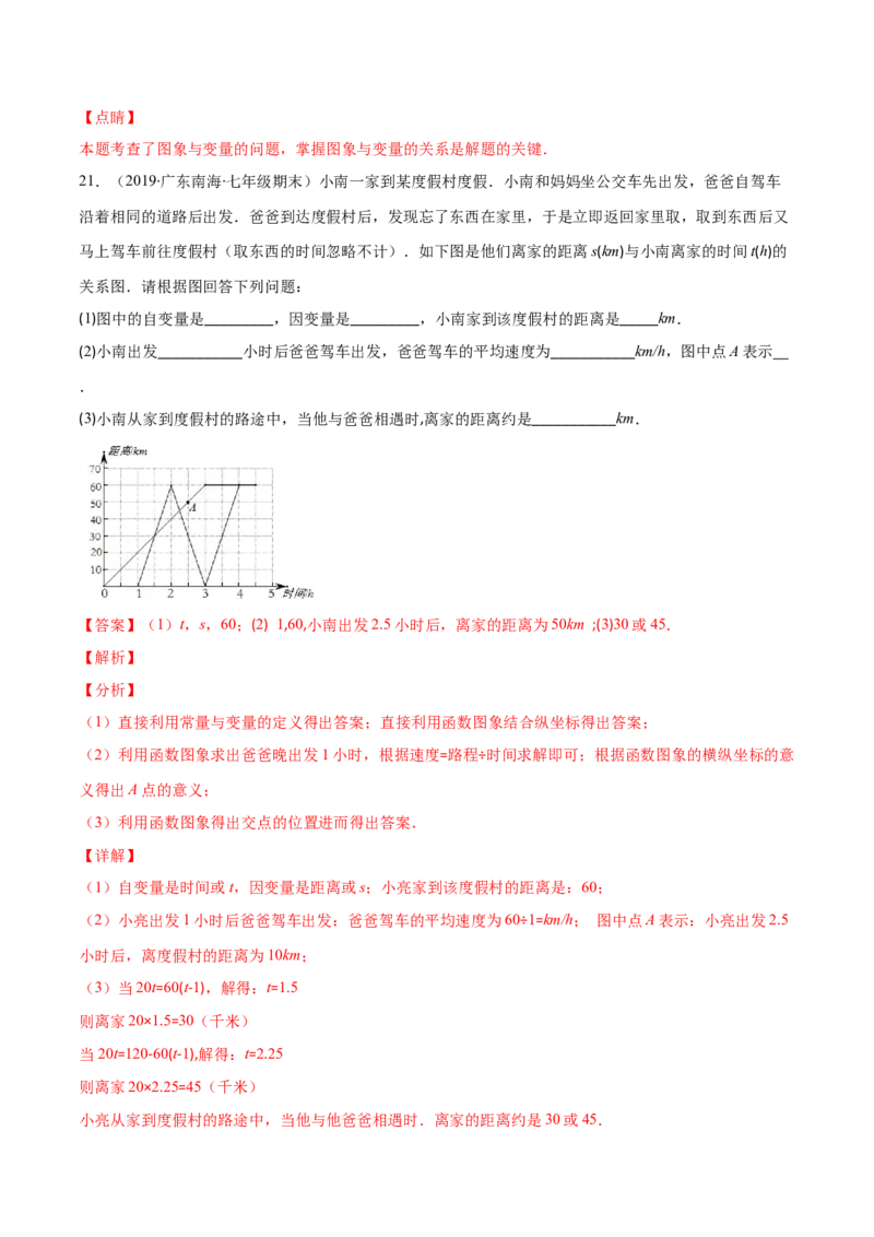 重点突围专题07变量之间的关系（解析版）-七年级数学下册期中期末综合复习专题提优训练（北师大版）_北师大初中数学_7下-北师大版初中数学_7下-初中数学北师大版（旧版）赠送