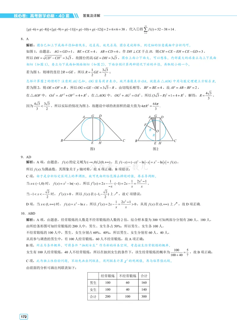 答案册&middot;核心卷40套_全国高考模拟卷_2024各科知识点合卷集（非实时各地名校卷）_一数核心卷40套