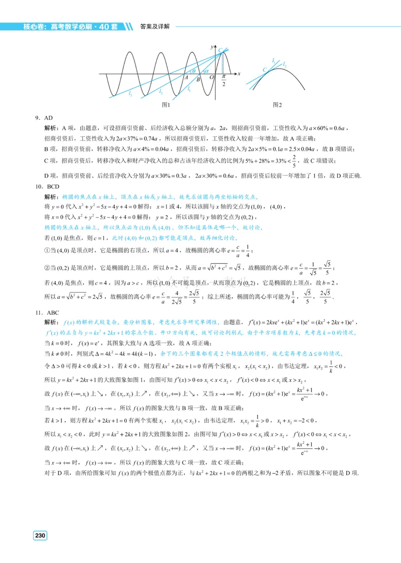 答案册&middot;核心卷40套_全国高考模拟卷_2024各科知识点合卷集（非实时各地名校卷）_一数核心卷40套