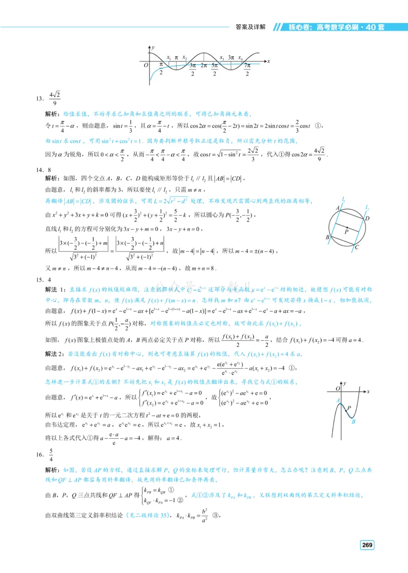 答案册&middot;核心卷40套_全国高考模拟卷_2024各科知识点合卷集（非实时各地名校卷）_一数核心卷40套