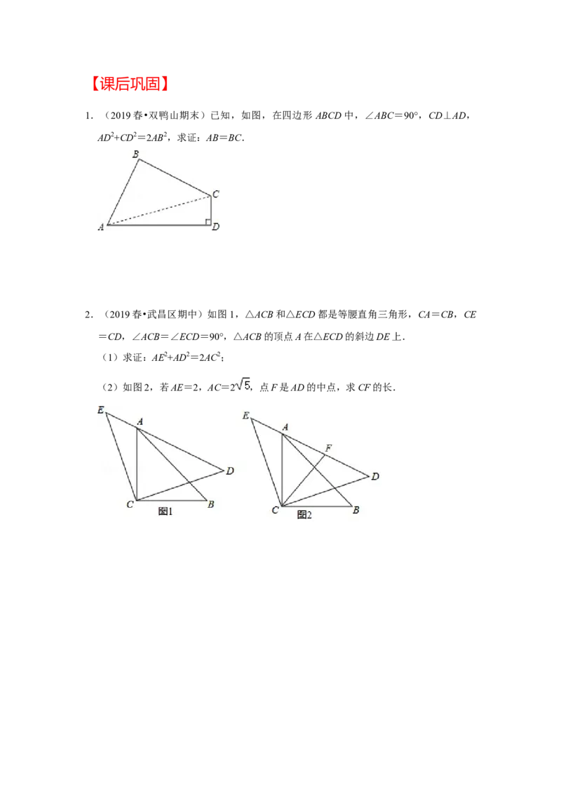 （挑战压轴）专题1.6运用勾股定理证明线段间的平方关系-2022-2023学年八年级数学上册《同步考点解读&bull;专题训练》（北师大版）_北师大初中数学_8上-北师大版初中数学_旧版_06专项讲练