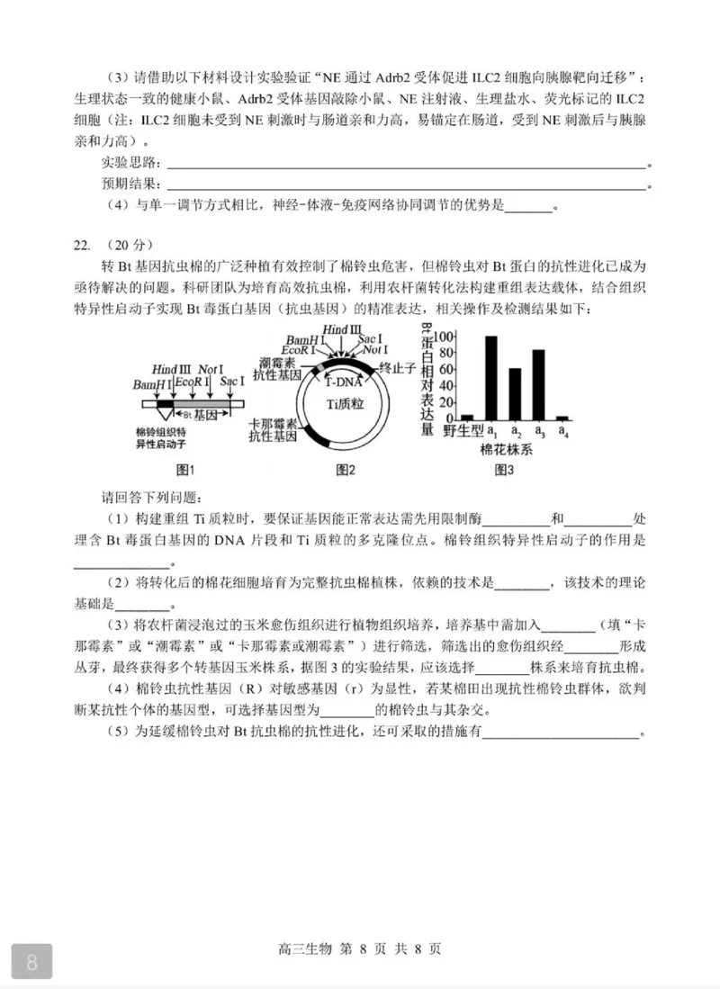 2026湖北部分重点中学高三第二次联考生物试卷及答案_全国高考模拟卷_2026年2月_260208湖北部分重点中学2025&mdash;2026学年高三上学期第二次联考（全科）